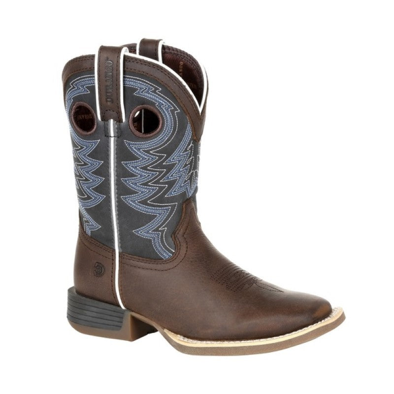 Durango Lil Rebel Pro Little Kids Western Boots - Belgian Brown/Denim Blue