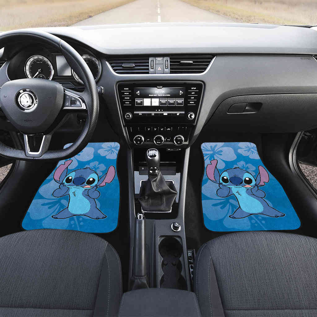 Stitch Hawaii Flowers Custom Car Floor Mats - Waterproof & Non-Slip