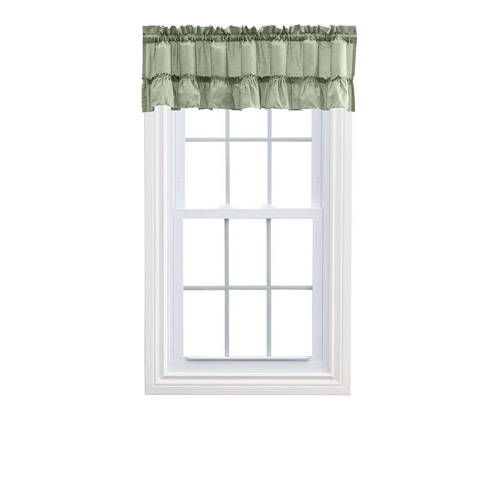 Ellis Stacey 1.5 Rod Pocket High Quality Fabric Solid Color Window Ruffled Filler Valance 54x13 Sage