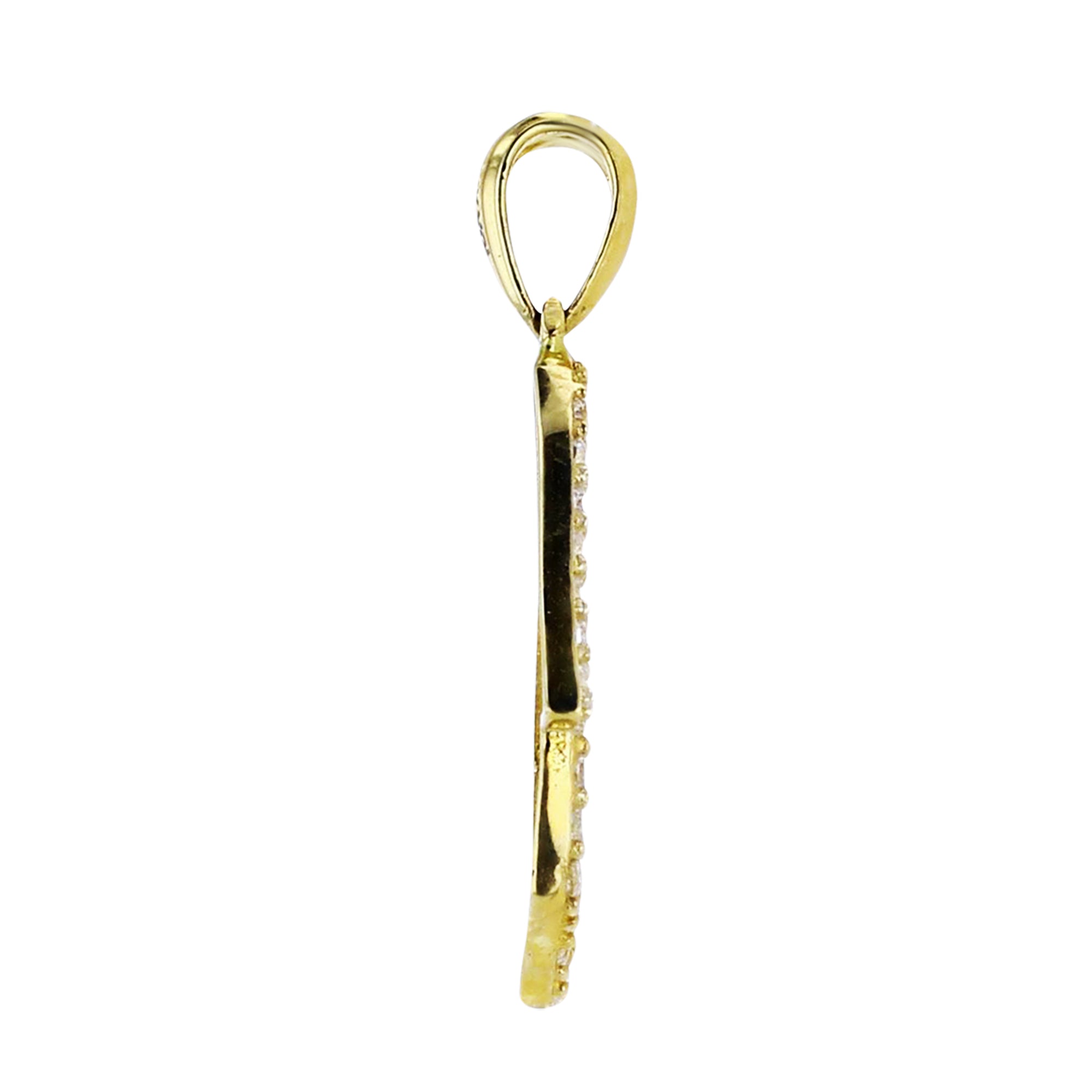 14K Yellow Gold Micropave Open Hamsa Pendant
