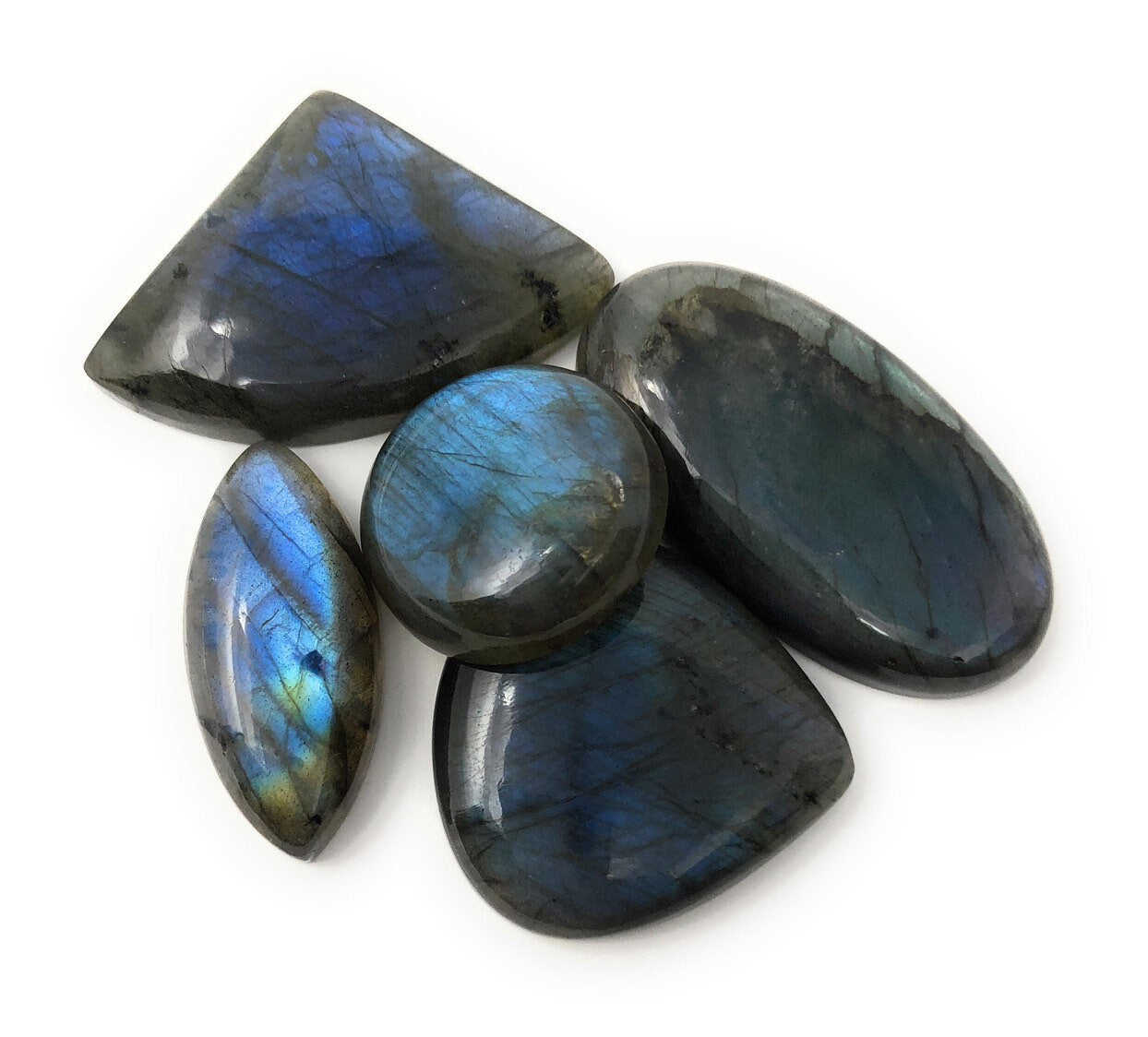 Wholesale 5 Pcs Natural Labradorite Cabochon for Wire Wrapping Jewelry Making