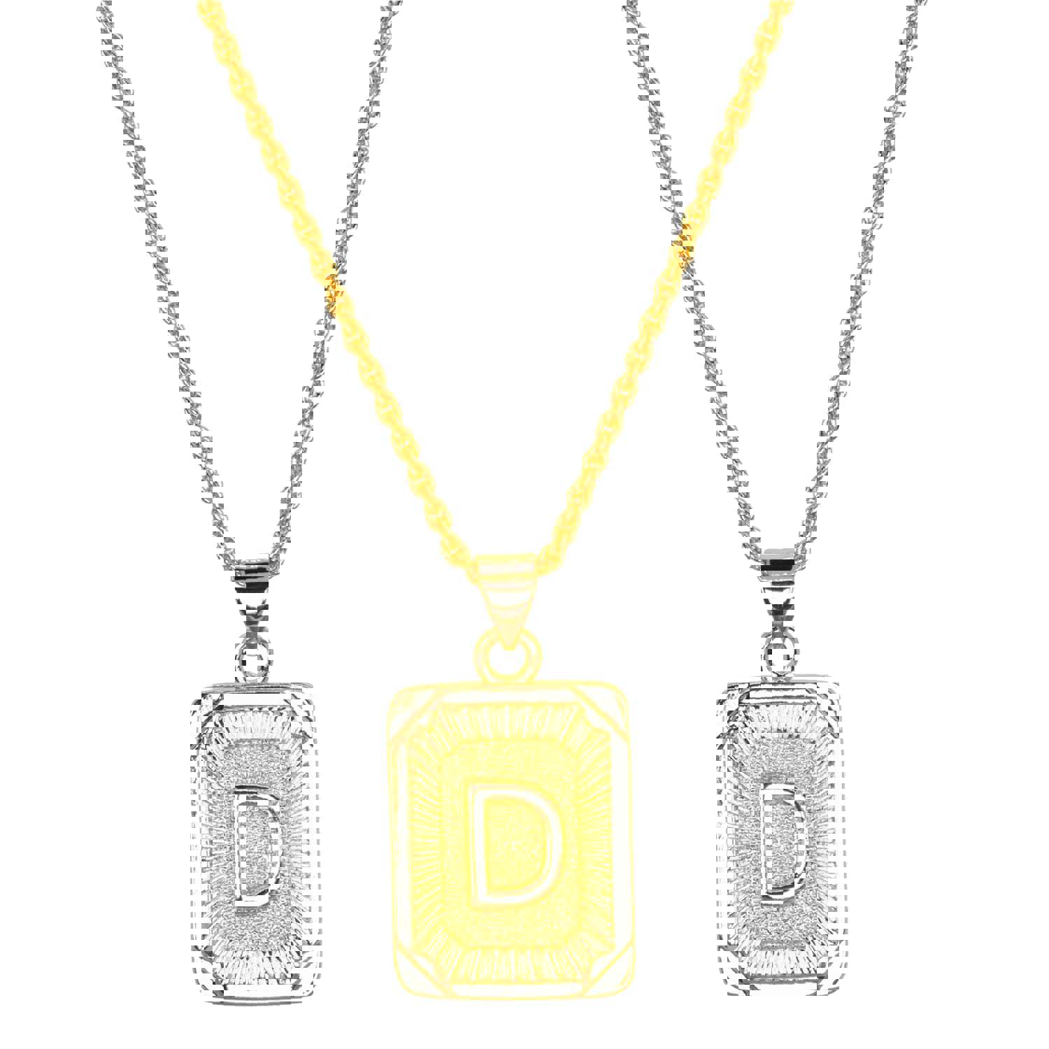 Gold Filled Initial Card Necklace - Personalized Engraved Jewelry