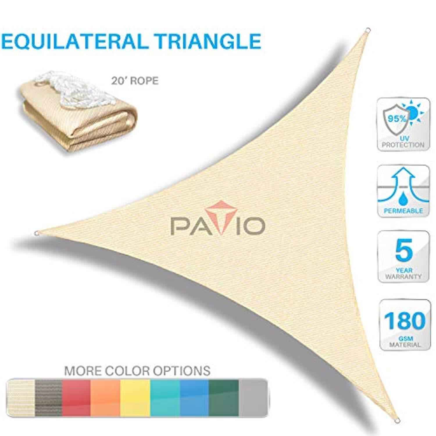 Patio Paradise 20 x 20 x 20 Beige Sun Shade Sail Triangle Canopy