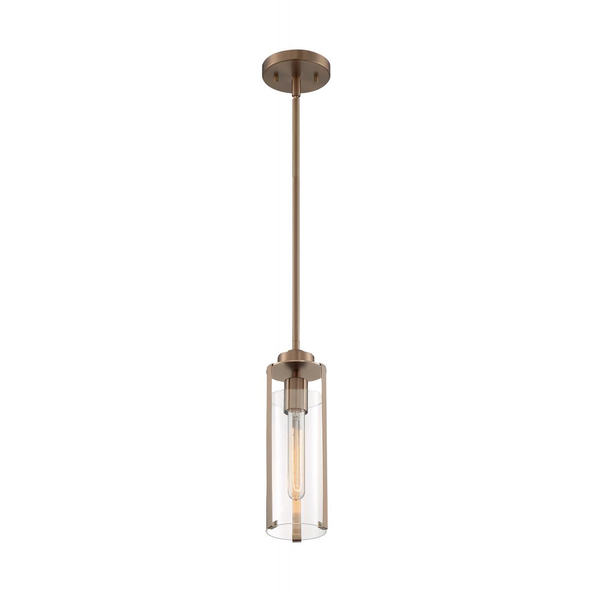 MARINA 1 LIGHT MINI PENDANT - Clear Glass with Burnished Brass Finish