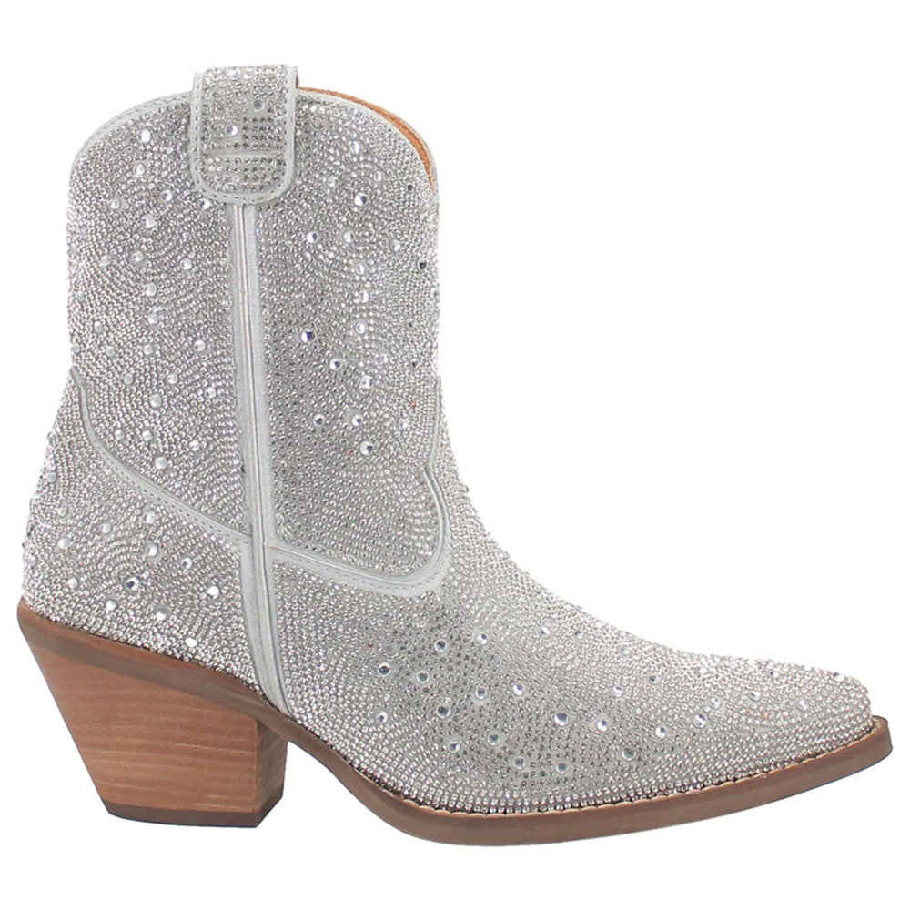 DI557 Dingo Women's Rhinestone Cowgirl Short Boot - Silver and Rose Gold