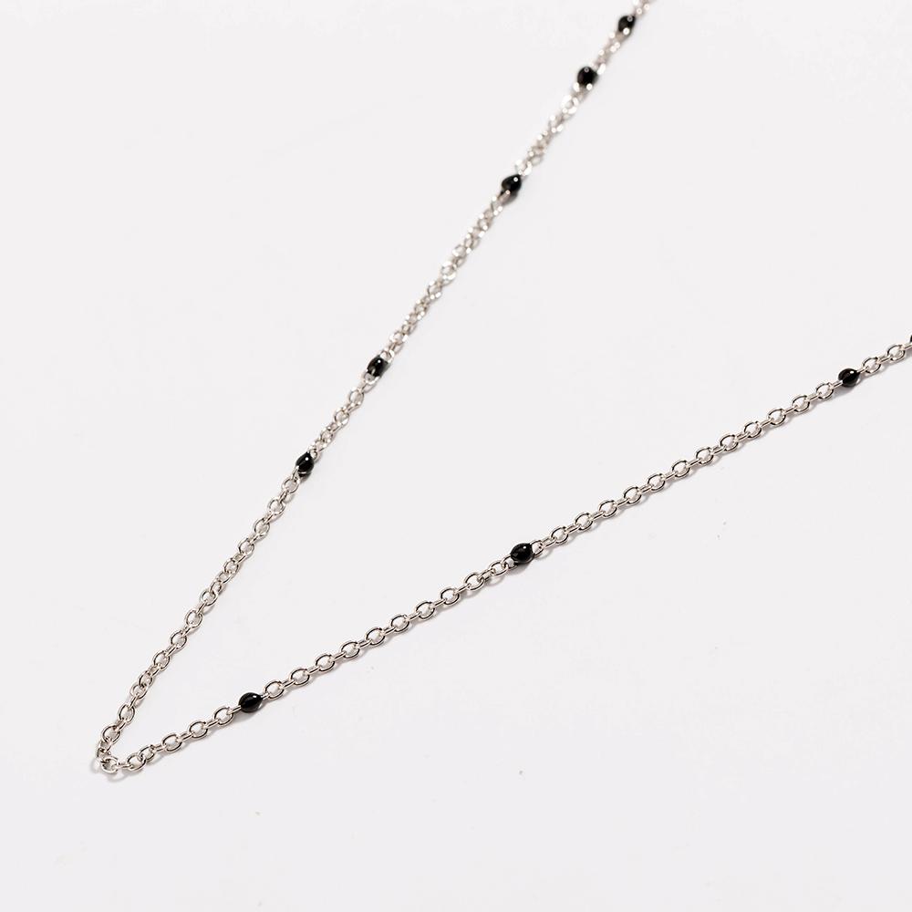 Dainty Black Onyx Layered Necklace for Women - Gold Plated Link Chain Pendant Jewelry with Extender