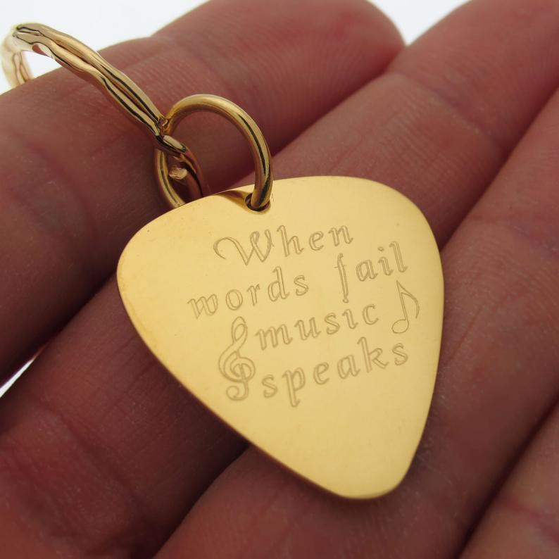 Gold Guitar Pick - Personalized Musician Gift with Custom Engraving