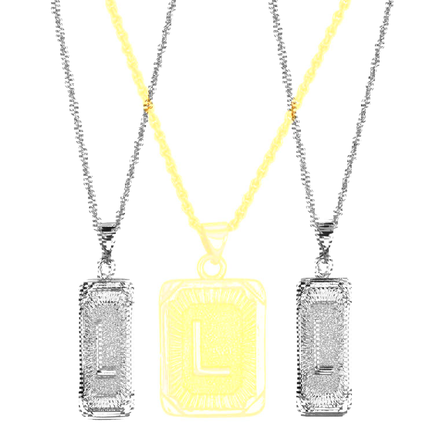 Gold Filled Initial Card Necklace - Personalized Engraved Jewelry