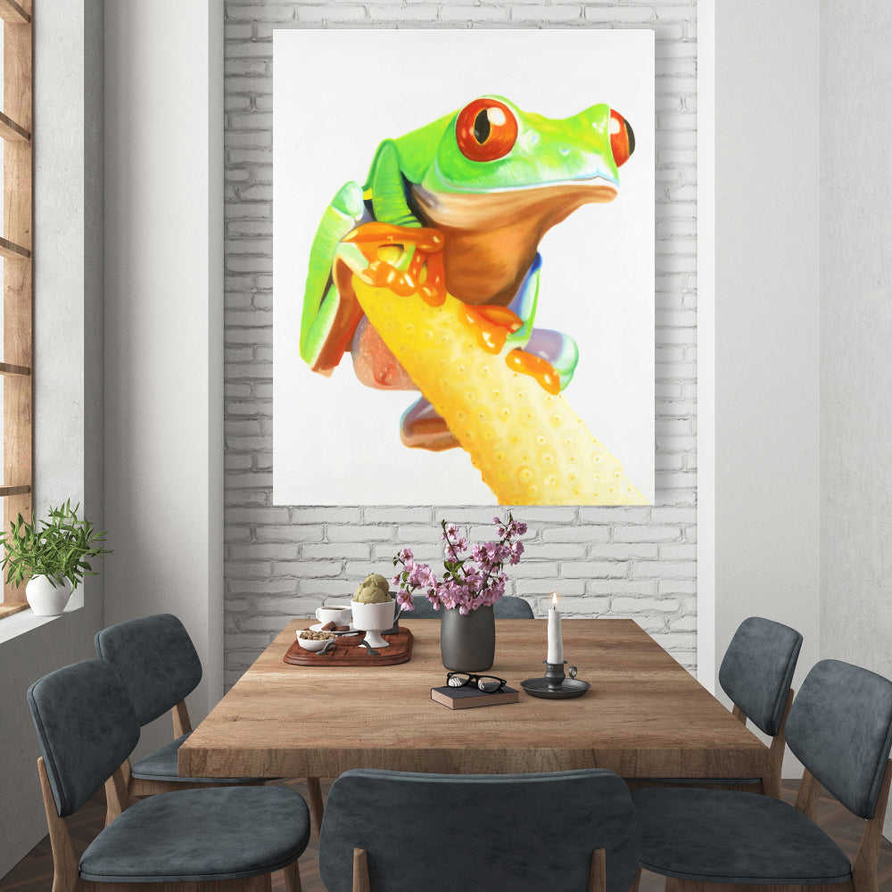 Curious Red Eyed Frog - Fine Art Gallery Wrapped Canvas 24x36