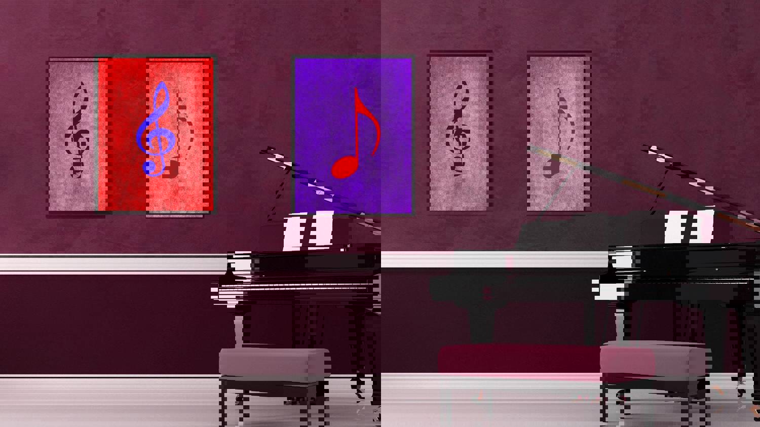 Quaver Music Purple Canvas Print Pictures Frames for Office and Home Décor Wall Art Gifts