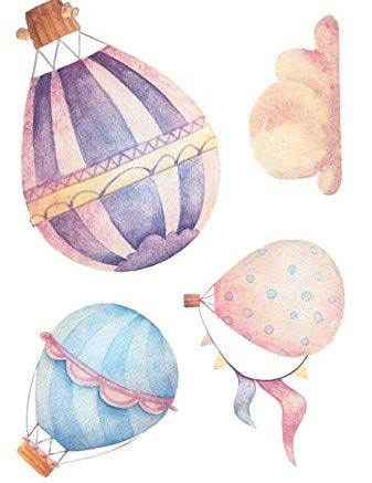 6 Sheets Hot Air Balloon Kids Wall Decals - Removable Vinyl Stickers for Nursery, Living Room, Kitchen, Office