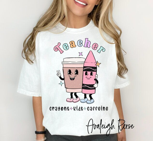 Teacher Crayons Kids Caffeine Shirt - Funny Teacher Gift