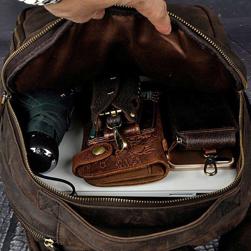 Cool Vintage Leather Men's Backpack - Durable Travel & School Satchel
