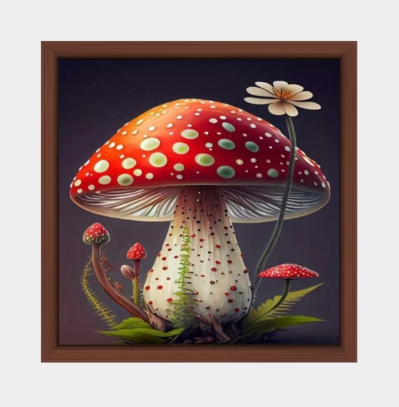 Diamond Painting Kit - Mushroom Floral Nature Design for Beginners & Experts