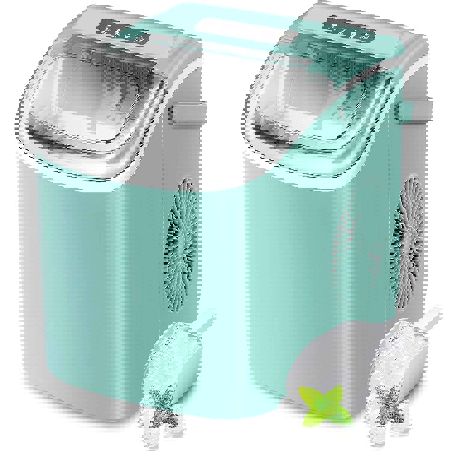 Portable Countertop Ice Maker Machine, 27Lbs/24Hrs, Self-Cleaning, Compact Design with Handle (Green)