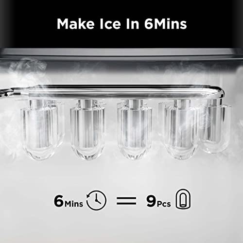 Silonn Ice Makers Countertop, 9 Cubes Ready in 6 Mins, 26lbs in 24Hrs, Self-Cleaning Ice Machine with Ice Scoop and Basket