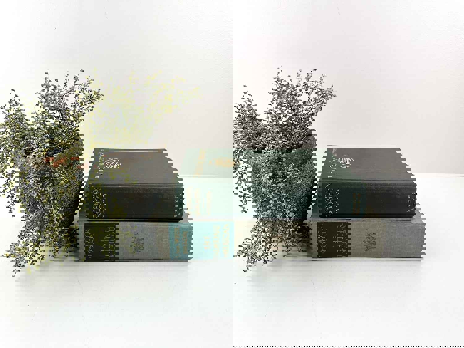 Green and Gray Decorative Books for Shelf Decor