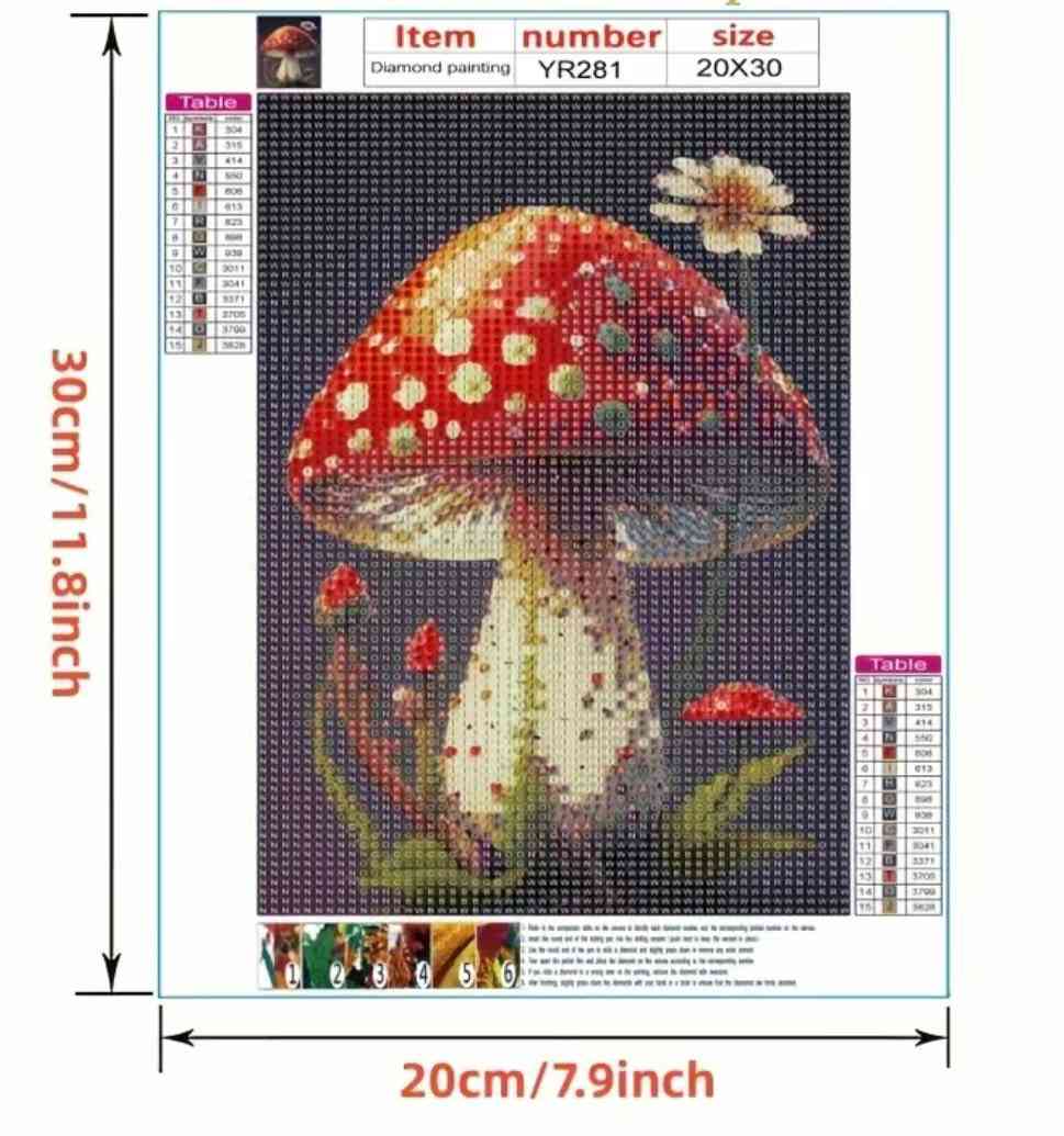 Diamond Painting Kit - Mushroom Floral Nature Design for Beginners & Experts