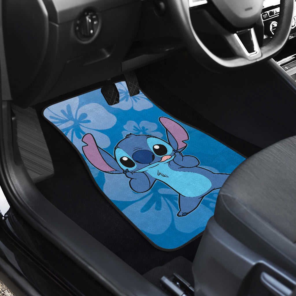 Stitch Hawaii Flowers Custom Car Floor Mats - Waterproof & Non-Slip