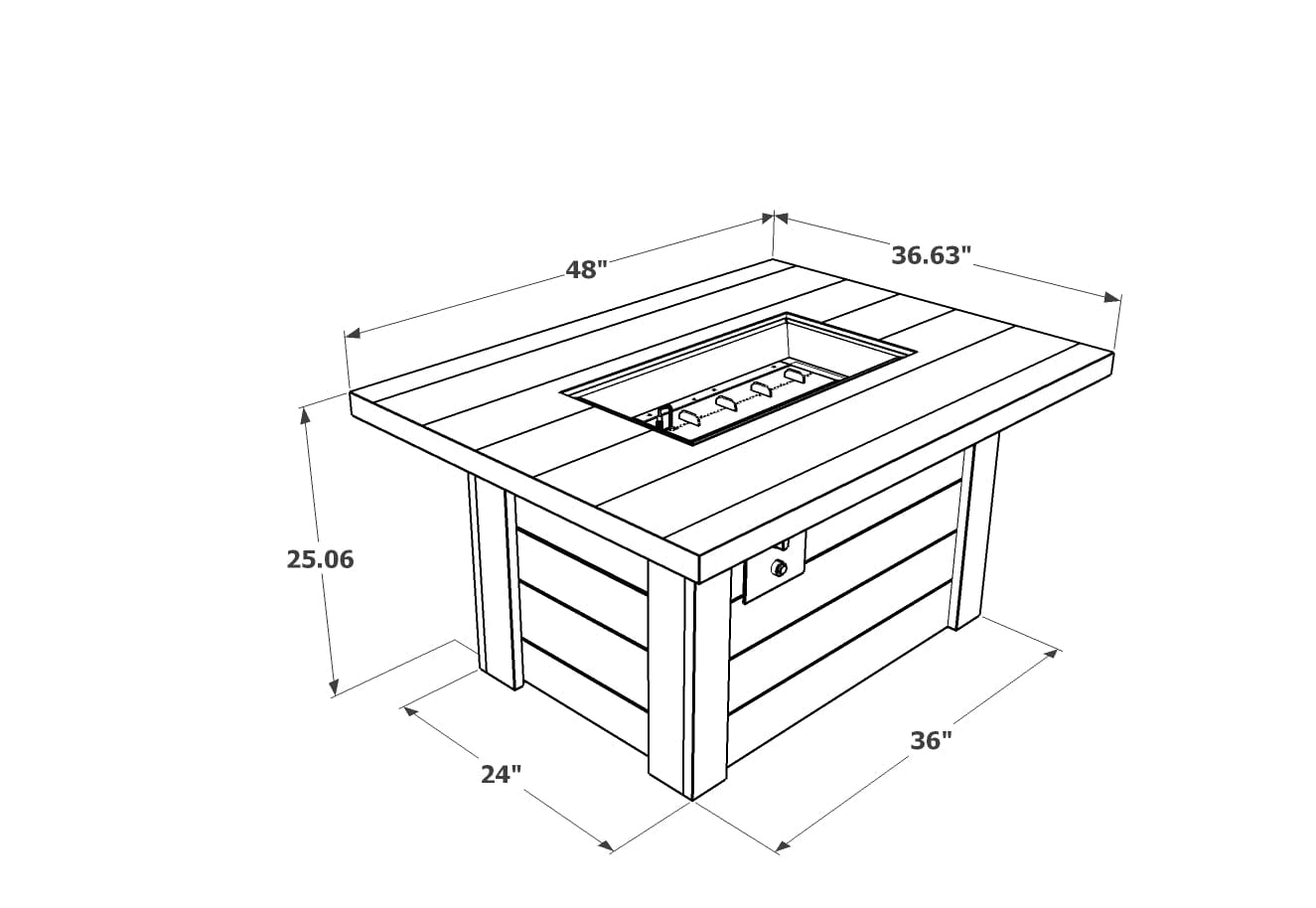 The Outdoor GreatRoom Alcott Rectangular Gas Fire Pit Table / ALC-1224
