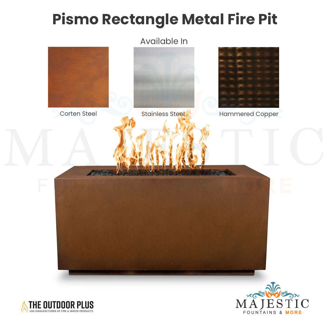The Outdoor Plus Pismo Rectangle Metal Fire Pit with Free Cover