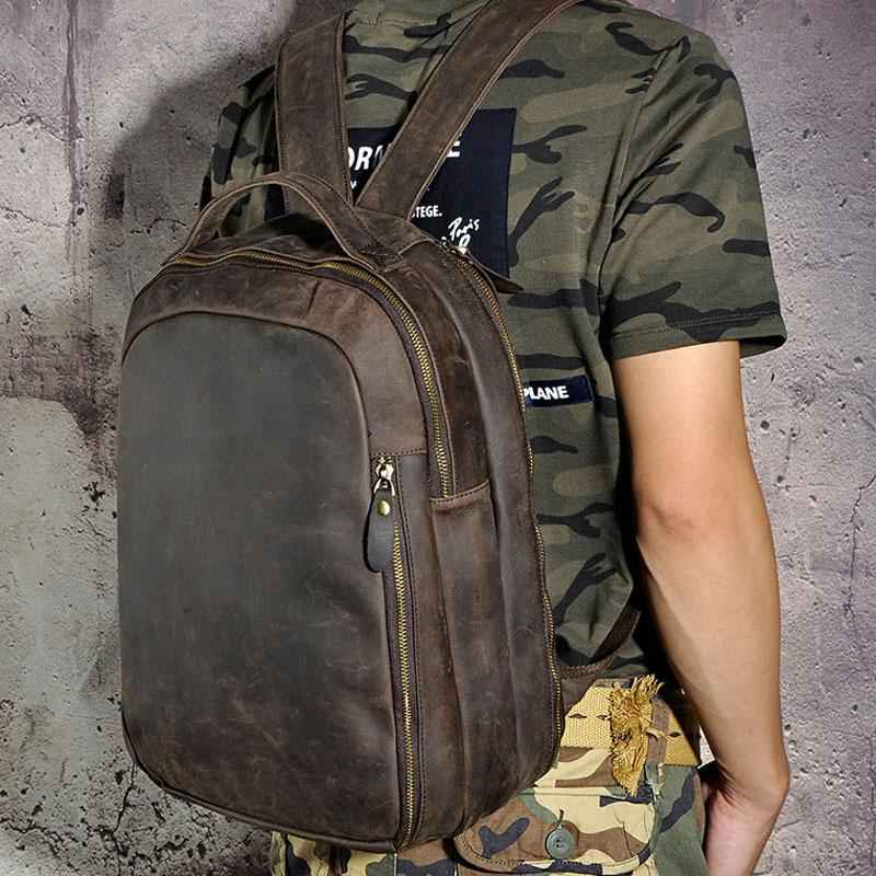 Cool Vintage Leather Men's Backpack - Durable Travel & School Satchel