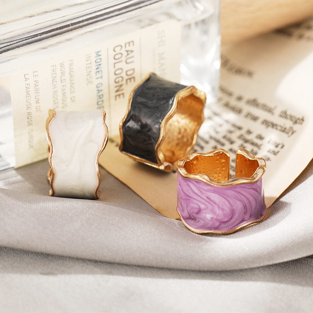 Cross Border Enamel Drip Glaze Vintage Ring - Unique Handmade Jewelry Gift for Her