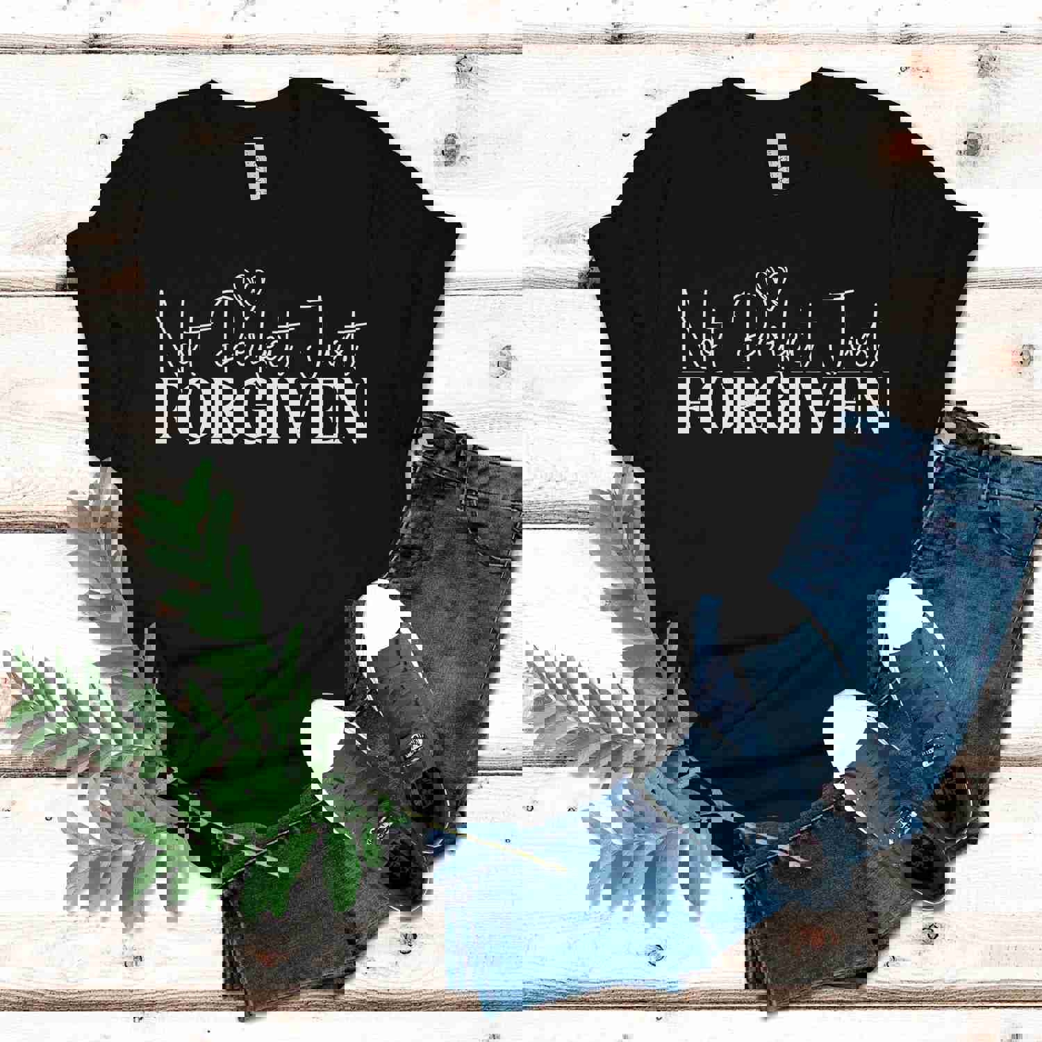 Inspirational Christian T-Shirt - Not Perfect Just Forgiven, Faith Based Tee for Women