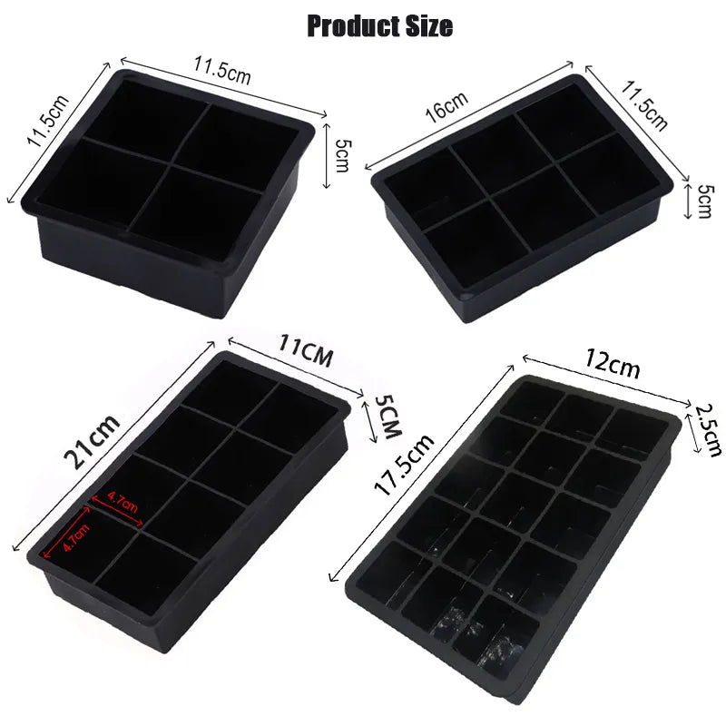 Large Food Grade Silicone Ice Cube Mold for DIY Cocktails, Whiskey, and More