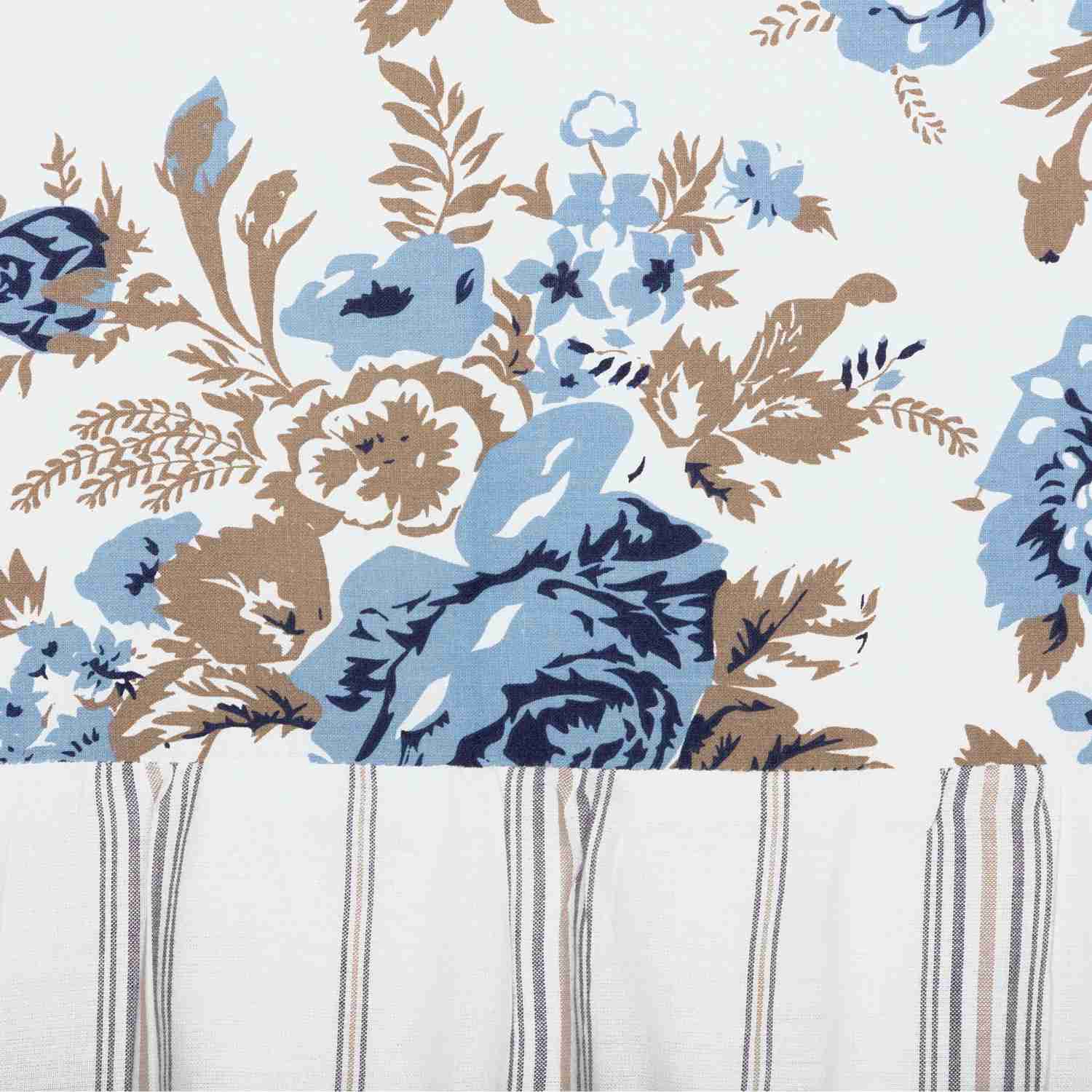 Annie Blue Floral Ruffled Valance Curtain 16x60 - French Country Style Window Decor