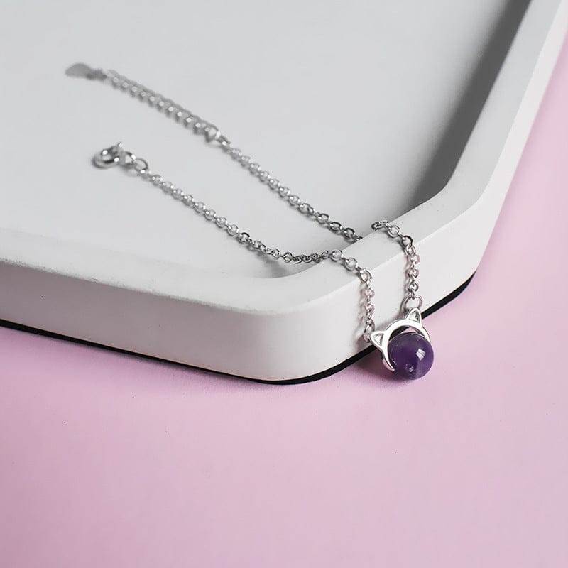 Ladies Silver Bracelet with Amethyst - Elegant Gift for Women
