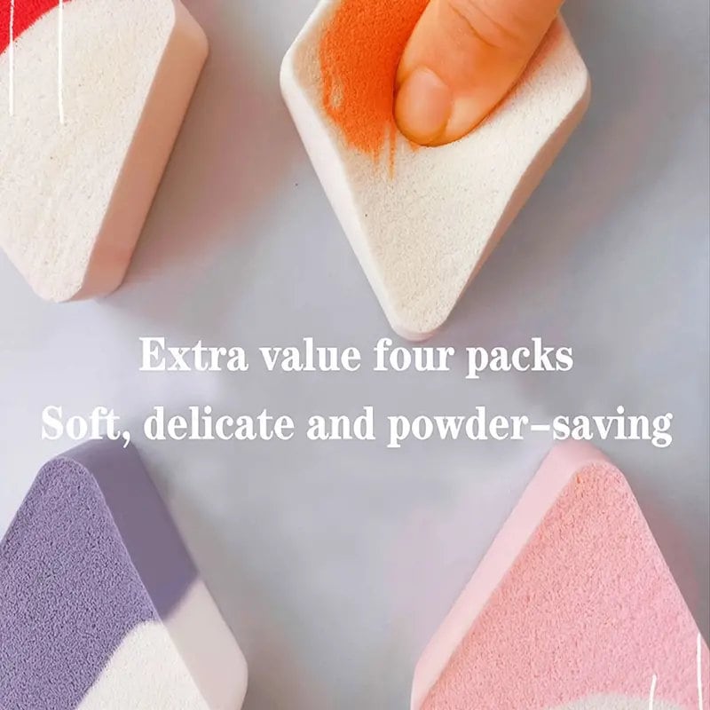 4pcs Mixed Color Diamond-shaped Makeup Sponge - Multifunctional Soft Beauty Tool for Wet & Dry Use