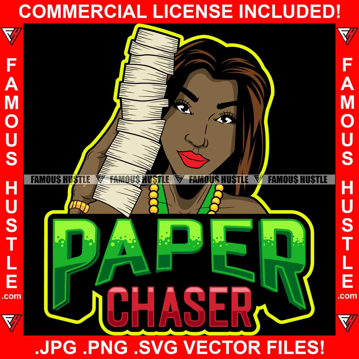 Paper Chaser Black Sexy Female Lady Hip Hop Rap Rapper Graphic Design T-Shirt Print Digital Download