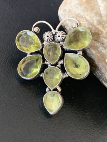 Handmade Sterling Silver Green Peridot Dragonfly Pendant