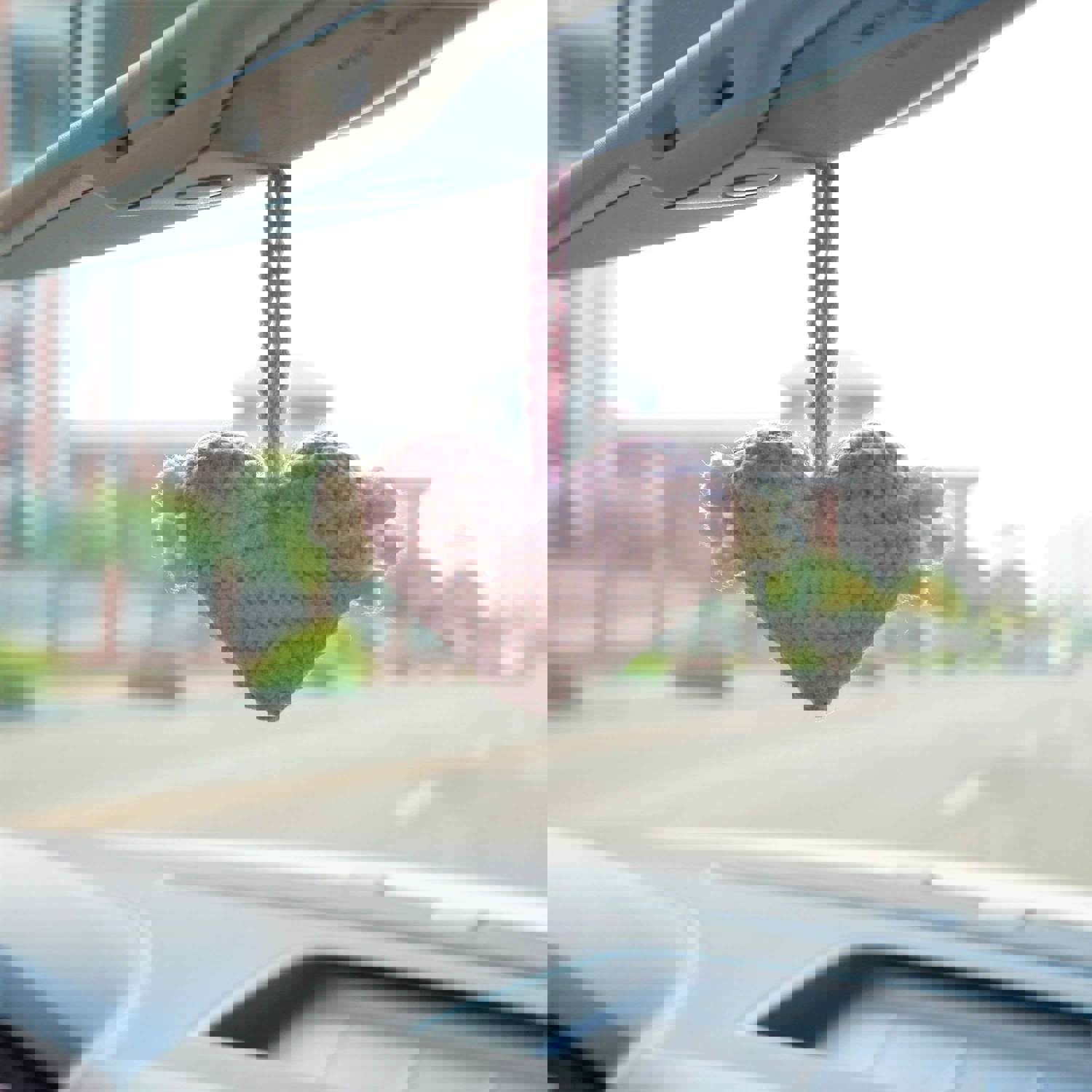 2Pcs Car Mirror Accessories - Crochet Hearts Wings
