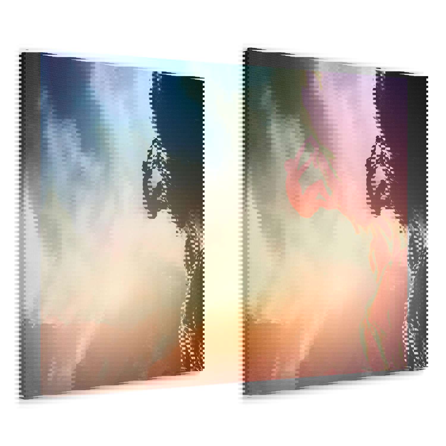 Man Climbing Rock Mountain Nature Wilderness Photography Canvas Wall Art for Home Decor