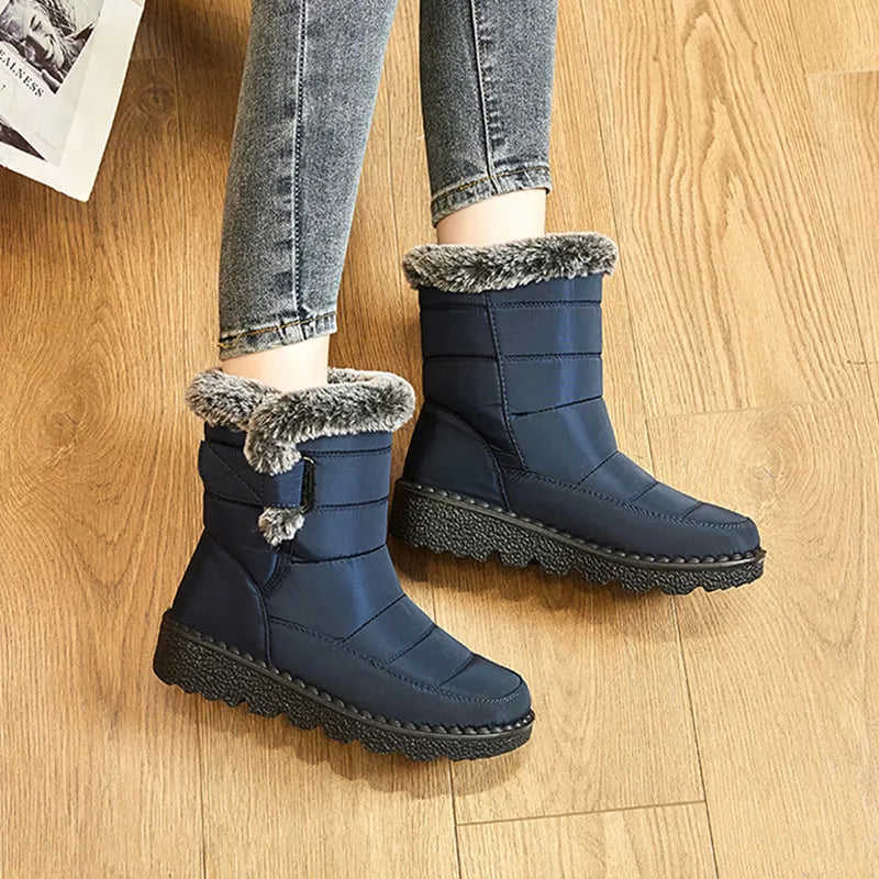 New Ladies Faux Fur Waterproof Winter Boots - Warm Plush Snow Boots