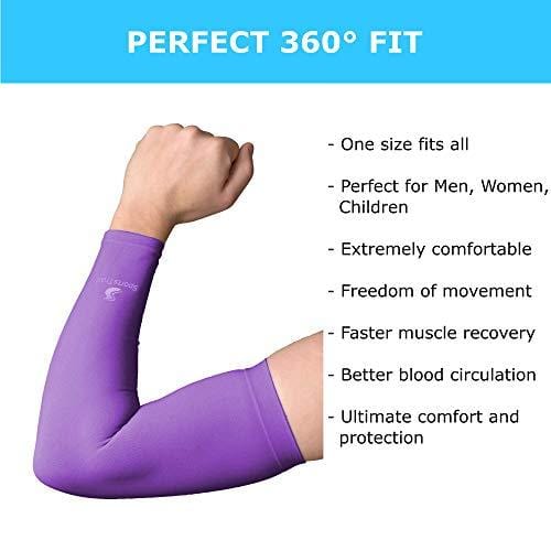 Cooling Arm Sleeves for Men & Women - UV Protective, Moisture Wicking (Purple)