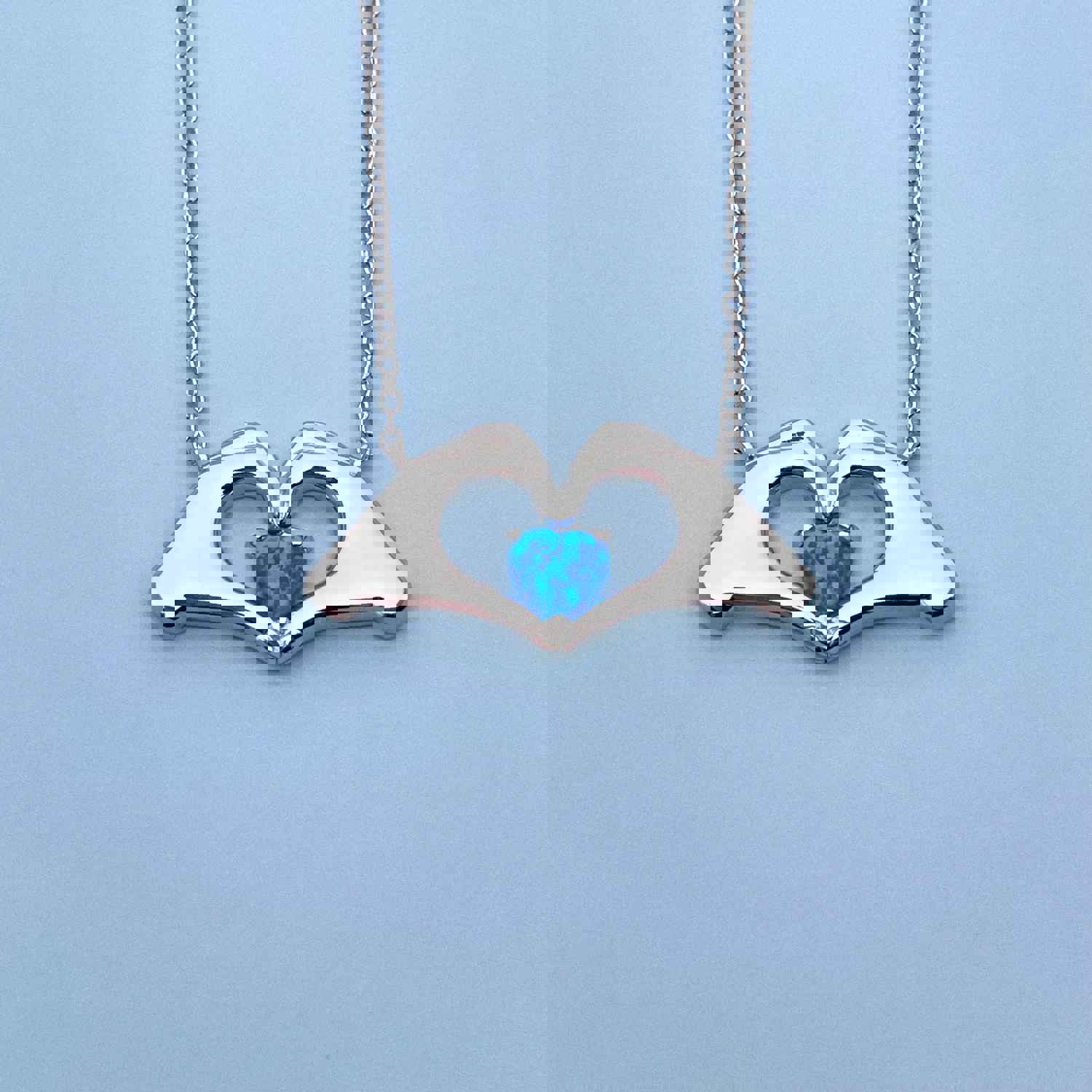 Opal Healthcare Love Necklace - 18k White Gold Plated Heart Pendant