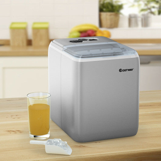 44 lbs Portable Countertop Ice Maker Machine with Scoop - Silver
