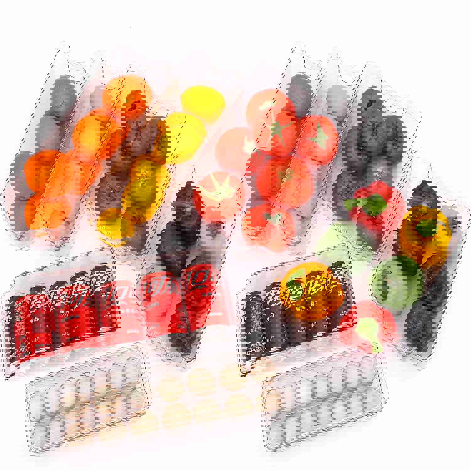 6pcs Transparent Refrigerator Organizer Set - Plastic Storage Box for Food, Vegetables, Beverages, and Eggs