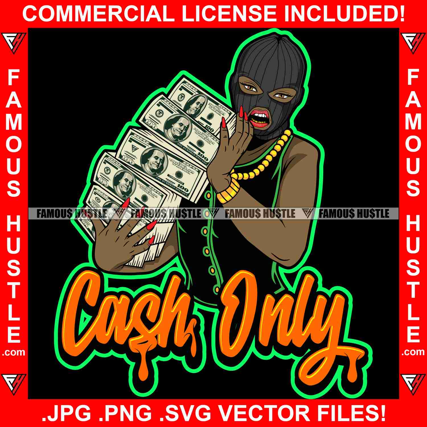 Cash Only Black Sexy Female Lady Graphic Design T-Shirt Print