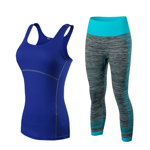 Yuerlian Women's Yoga Gym Training Set - Sleeveless Cropped Top & 3/4 Leggings