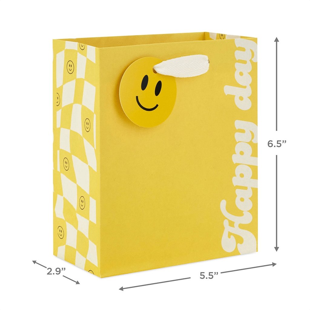 Hallmark Happy Day Small Gift Bag with Smiley Face Tag