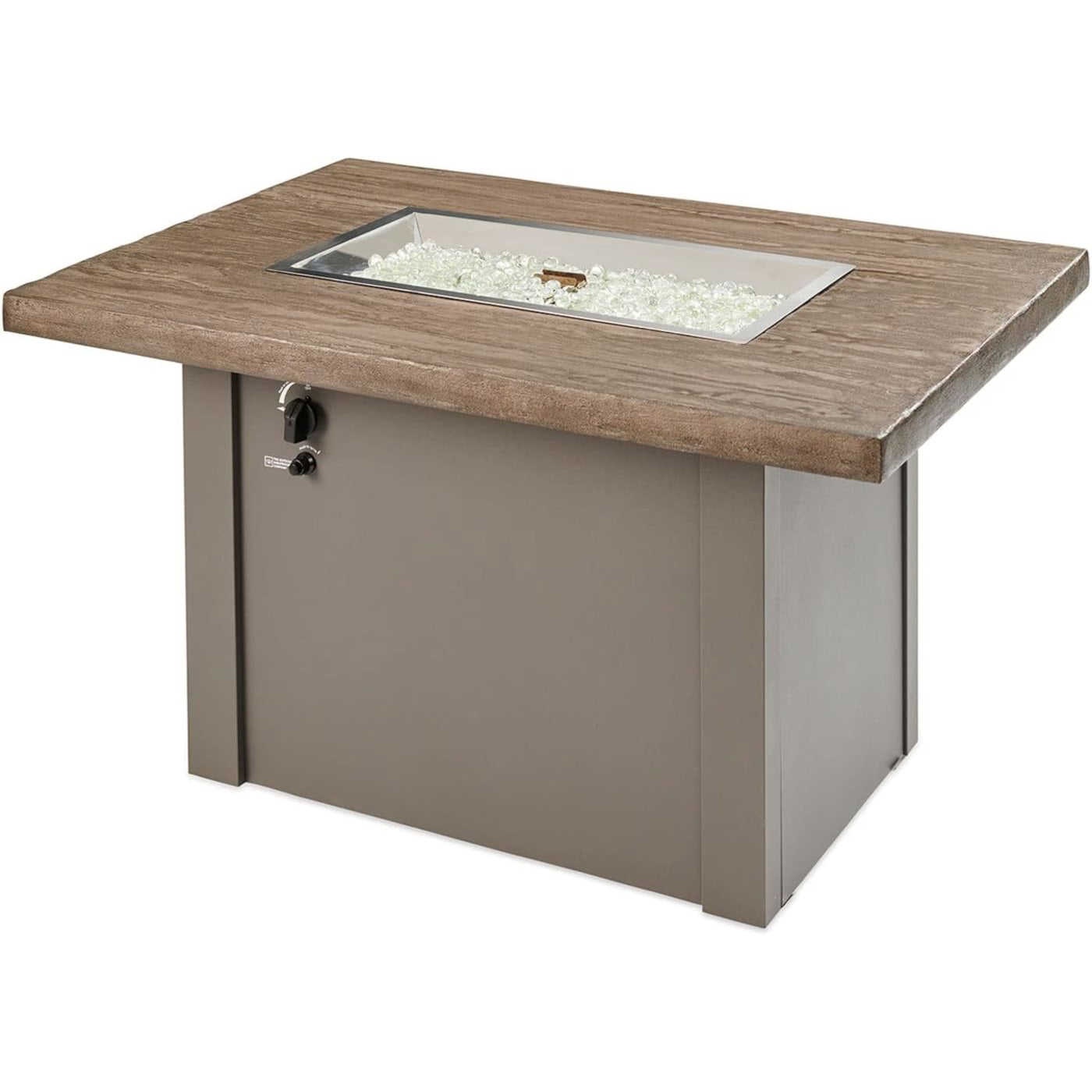 The Outdoor GreatRoom Company Driftwood Havenwood Rectangular Gas Fire Pit Table with Grey Base