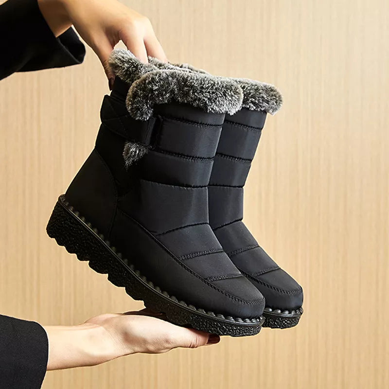 New Ladies Faux Fur Waterproof Winter Boots - Warm Plush Snow Boots