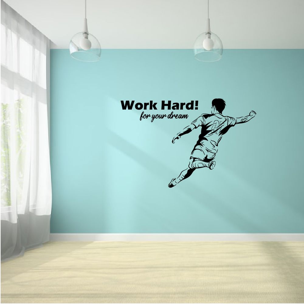 Soccer Quotes Vinyl Wall Art Sticker Decal - Work Hard