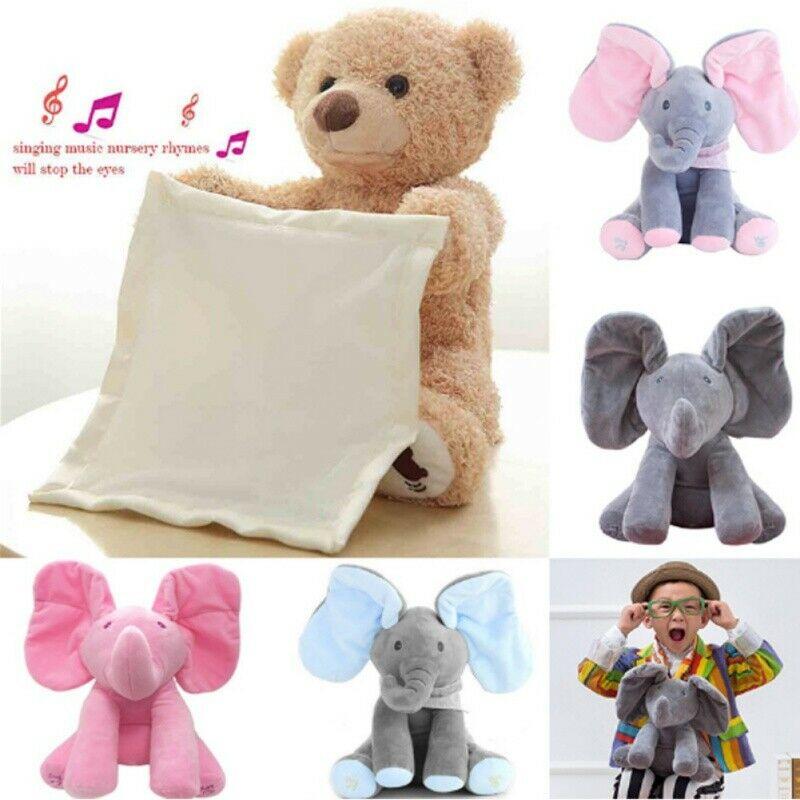 Peek-a-Boo Animated Talking and Singing Plush Elephant Stuffed Doll Toy for Baby