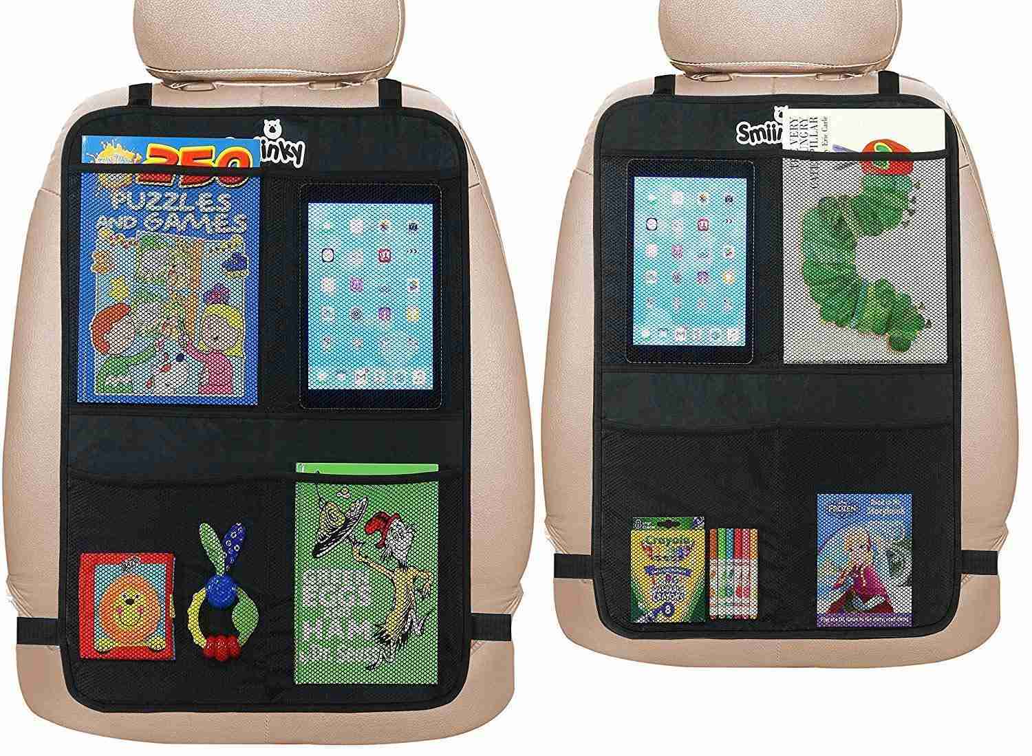 OMIRA Mats Plus 2 Extra Large Organizer Pockets - Premium Backseat Protector for Cars, SUVs, Minivans, and Trucks
