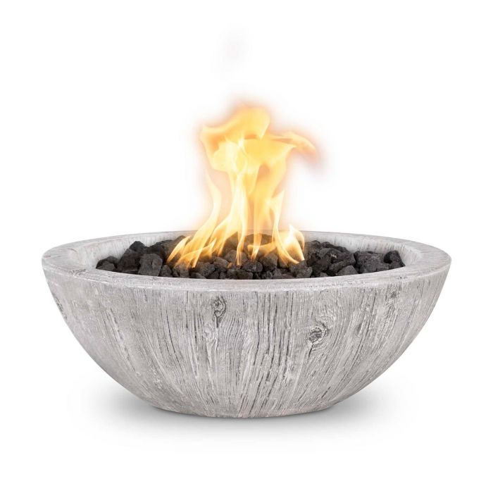The Outdoor Plus Sedona Round Fire Bowl in Wood Grain with Free Cover